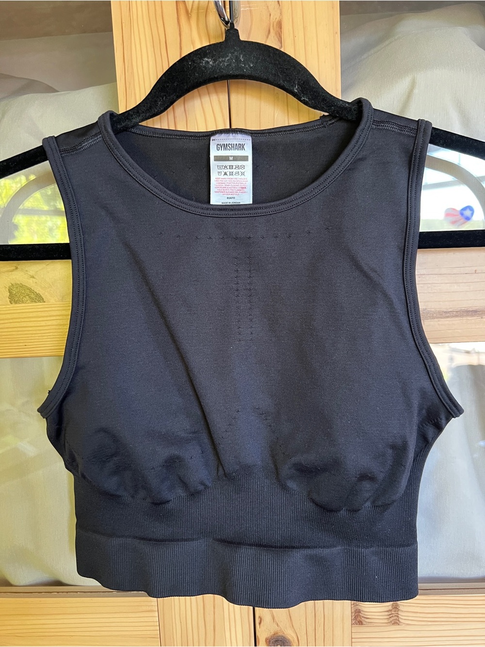 Gymshark Black Seamless Tank-Style Crop Sports Bra